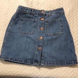 Button down denim skirt
